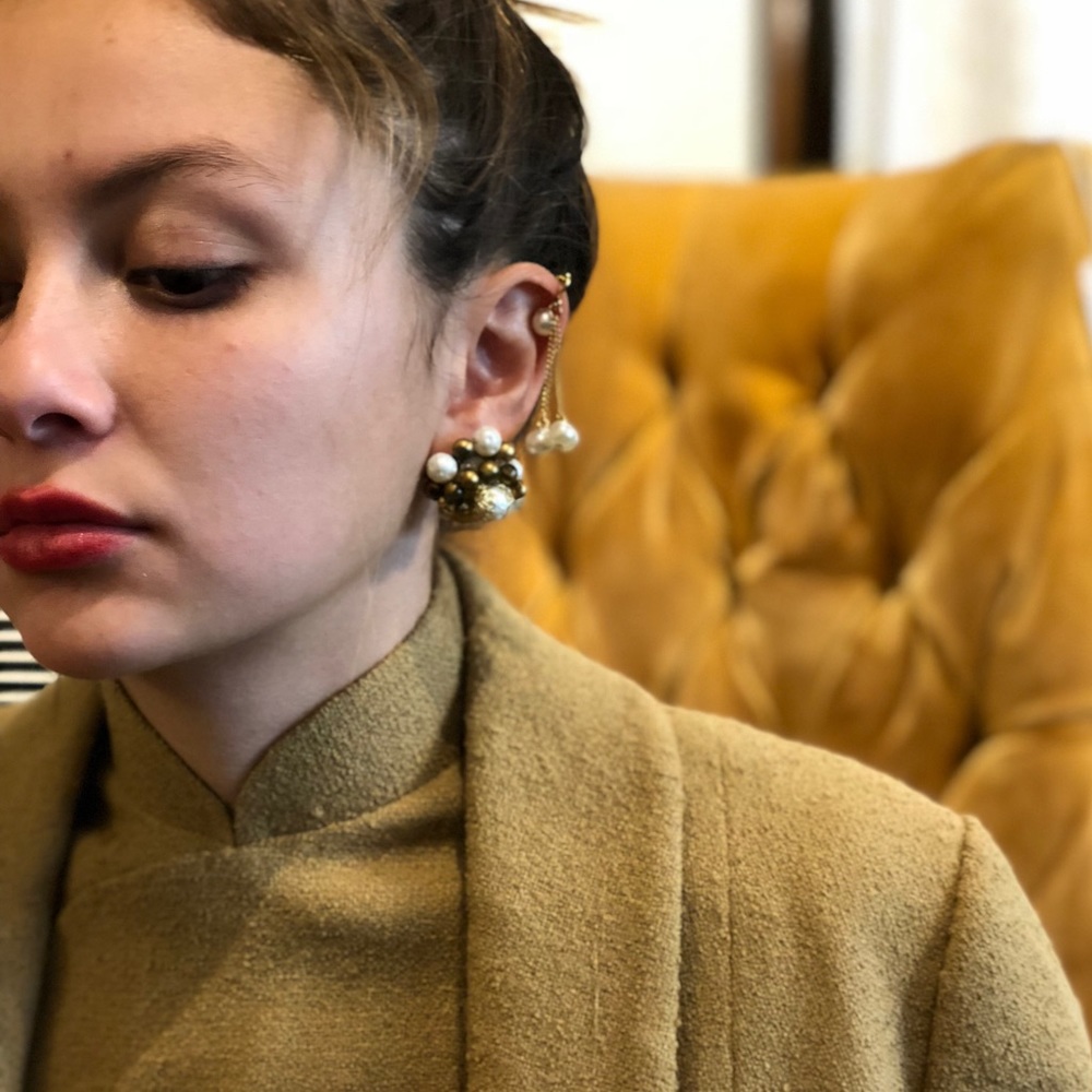 Vintage Faux Pearl Gold Earrings